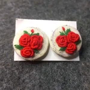 Embroidered Rose Earring