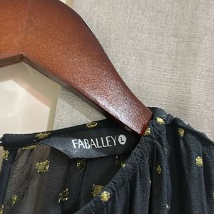 Faballey Black & Gold Foil Print Dress