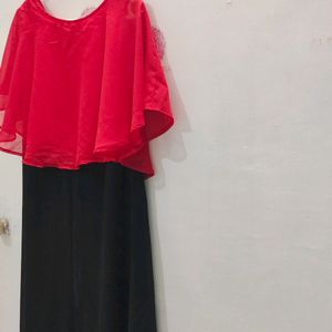 New Beautiful Black & Red Gown