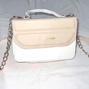 Trending Sling bag White & Beige Color