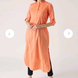 Libas Straight Orange and White Striped Kurta