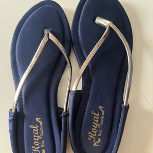 Velvet Navy Blue Slippers..