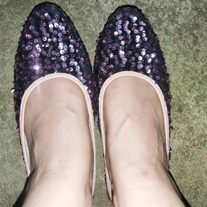 Sequined Purple Colour Flat Bellies.