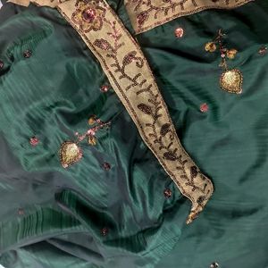 Dark Green Sana Silk Saree