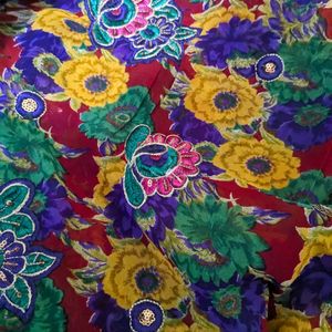 Multicolour Embroidery Saree