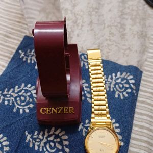 Cenzer Men Wrist Watch Gold Plated