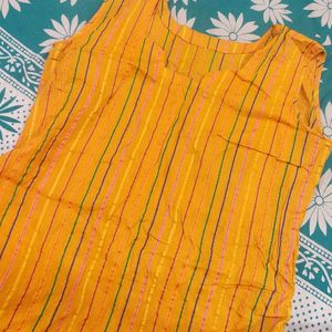 Yellow Line Printed Kurti