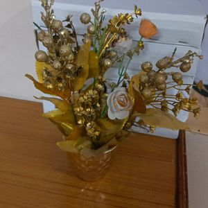 Golden Flower Decorative Pot