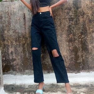 Women Black Wide Leg Jeans