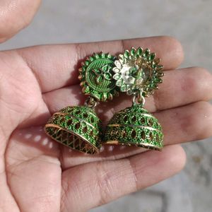 Green Jhumkas