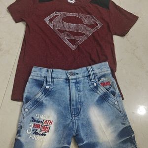 Kids T-shirt with denim shorts