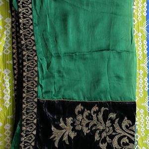 Elegant Saree With Velvet Blouse Piece