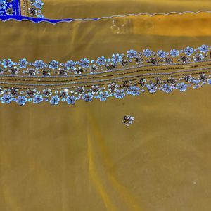 Yellow And Blue Sequin Saree