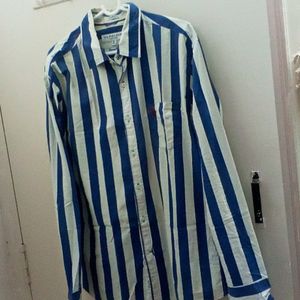 U.S. Pollo  Blue And White Striped Men Shirt