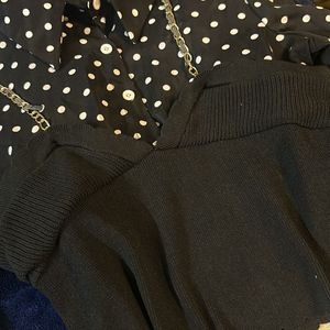 black Polka Dot Korean Top