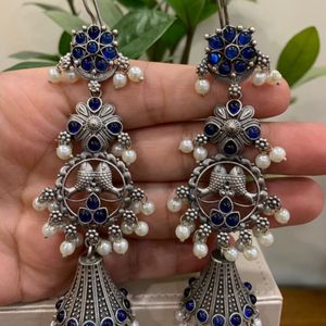 German Silver Oxidised Jhumkis