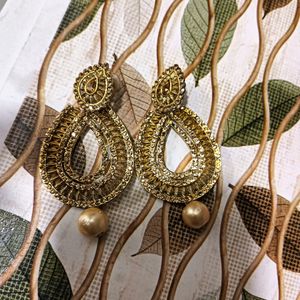 Gold Earrings With Bead