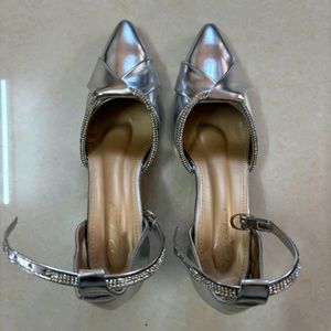 Silver Shining Heels For Women