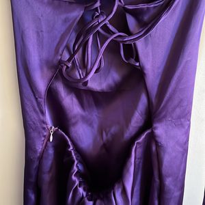 Purple Backless Satin Dress