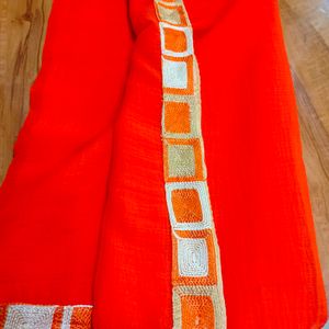 Orangish Colour Crepe Saree