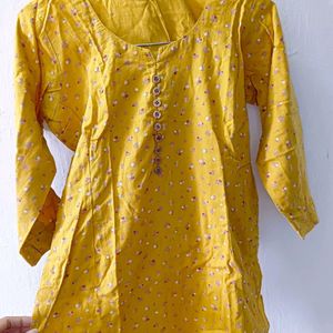 Mustard Yellow Short Kurti