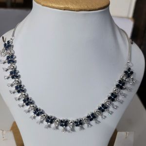 Sapphire With Ad Stones Necklace Set