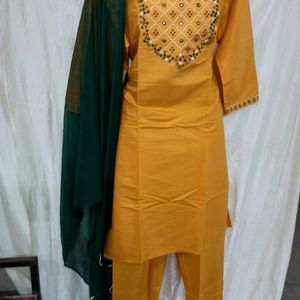 New Silk Kurta Set With Dupatta