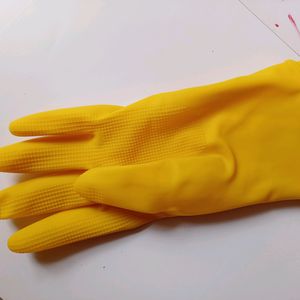 Rubber Yellow Kitchen Gloves For Washing Cleaning