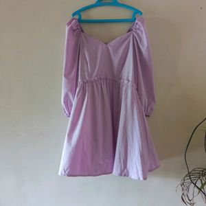 Lavender Puff Sleeves Dress