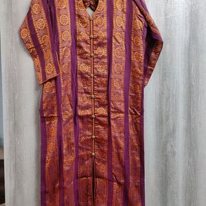 Maroon Purple Shaded Kurti With Golden Work