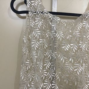 Vintage 90s Leaf Print Mesh Dress