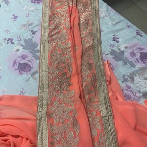 Dark Peach Saree For Eve 🎉