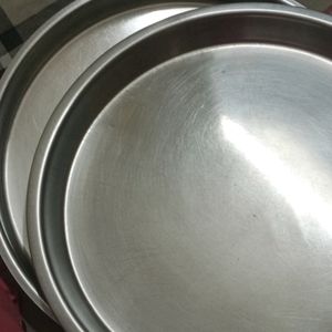 Stainless Steel 2 Thali & 6 Ceramic Bowl