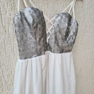 Sequined Skater White Dress