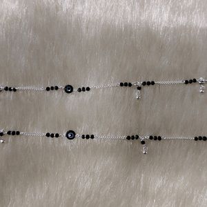 Silver Moti Anklets