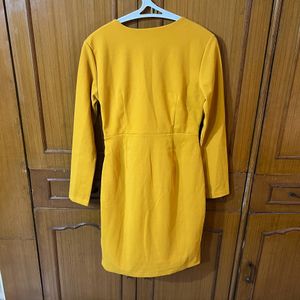 Mustard Yellow V-Neck Wrap Dress | Pantaloons