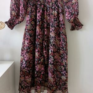 Mango Flowy Floral Print Midi