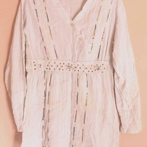 IMPORTED BOHO CROSS-BUTTON TOP