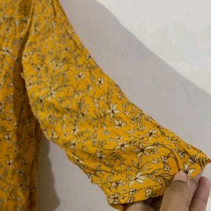 Yellow Flower Printed Frock