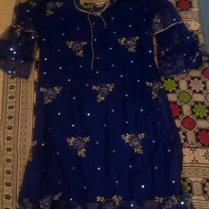 Stitched Navy Blue Party Wear Dress