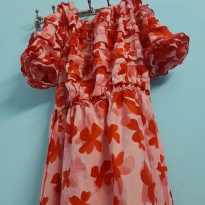 New Floral Dress With Belt