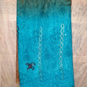 Turquoise Blue Saree With Blouse