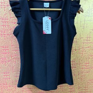 Square Neck Black Tank Top