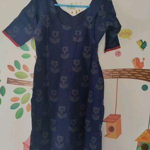 Navy Blue Kurta With Colourful Red Dupatta for Sal