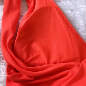 H&M Bright Red Waist Cut Outs Bodysuit