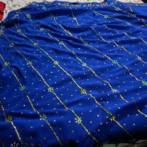 Daily Wear Navy Blue Stone Work Geogergette Saree