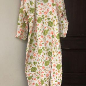 Lucknawi Printed  Kurta With Hand Embroidery