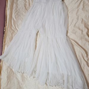 White Full Flared Sharara Like Skirt