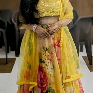 Yellow Organza Lehenga Choli