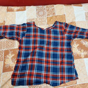 Red And Blue Chequered Women's Top